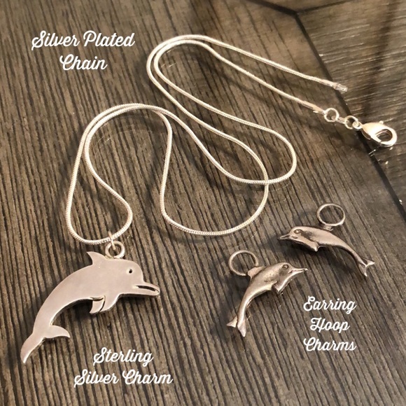 Sterling Silver Dolphin Charm & Earring Charms - Picture 1 of 16